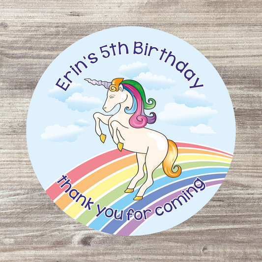 48 x Personalised Birthday Stickers - Unicorn