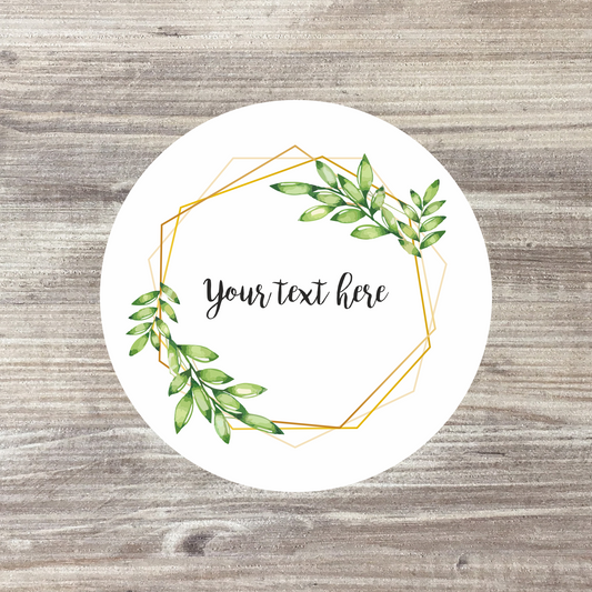35 x Personalised Wedding Stickers - Eucalyptus Wreath