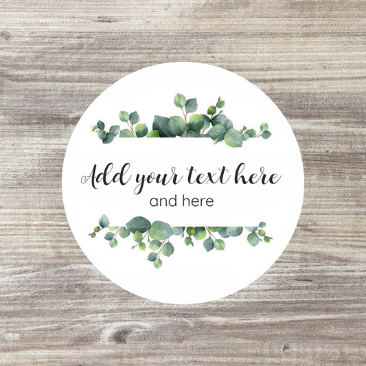 35 x Personalised Wedding Stickers - Eucalyptus Leaves