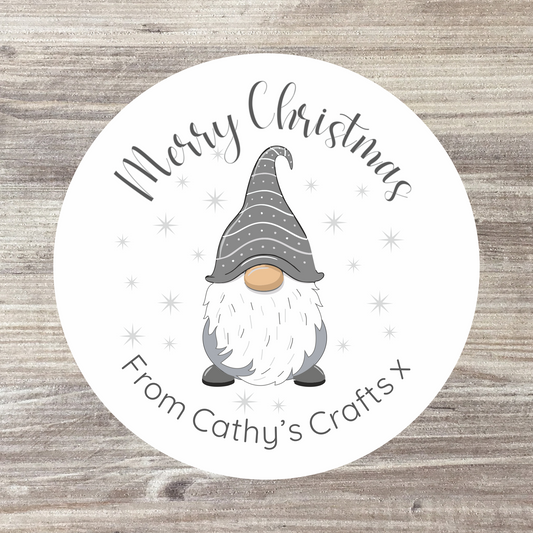 24 x Personalised Christmas Stickers - Grey Gonk