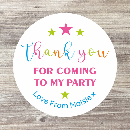 48 x Personalised Birthday Stickers - Pink Thank You