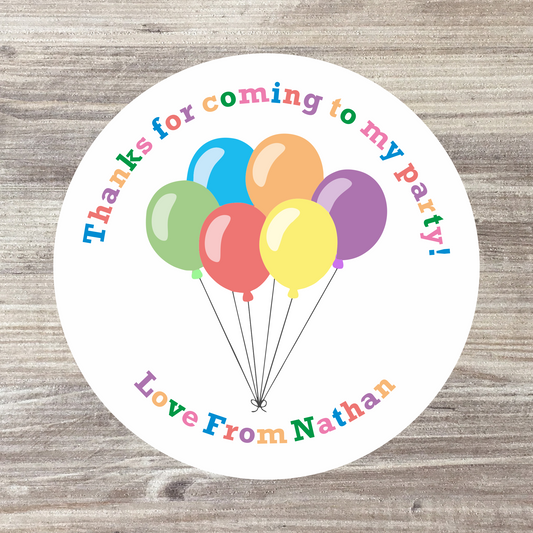 48 x Personalised Birthday Stickers - Balloons