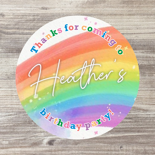 48 x Personalised Birthday Stickers - Rainbow