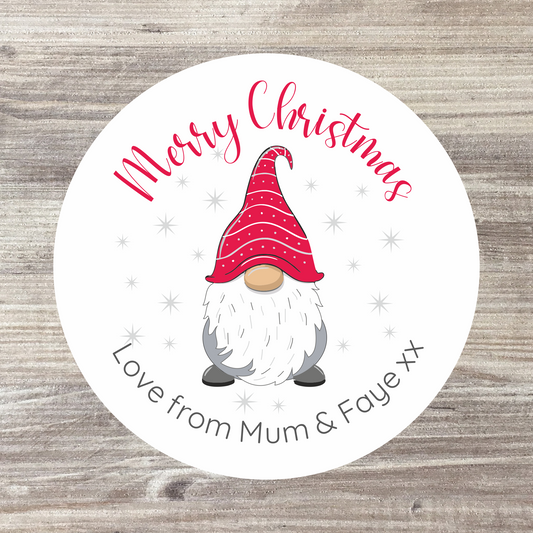 24 x Personalised Christmas Stickers - Red Gonk