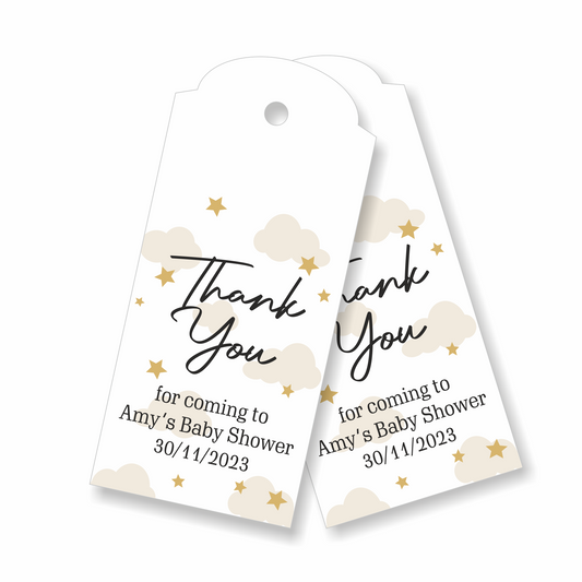 30 x Thank You for Coming Gift Tags, Personalised Baby Shower Favours