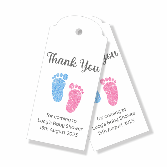 30 x Personalised Baby Shower Gift Tags, Gender Reveal, Thank You Tags, Neutral