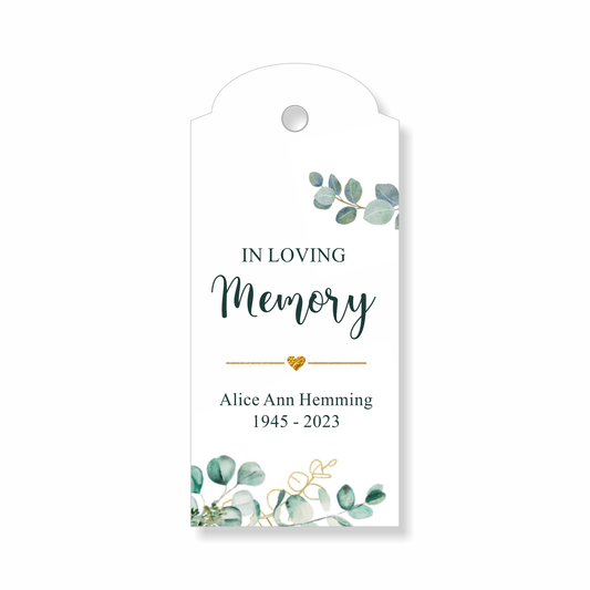 30 x Memorial Candle Favour Tag, In Loving Memory, Funeral, Celebration of Life