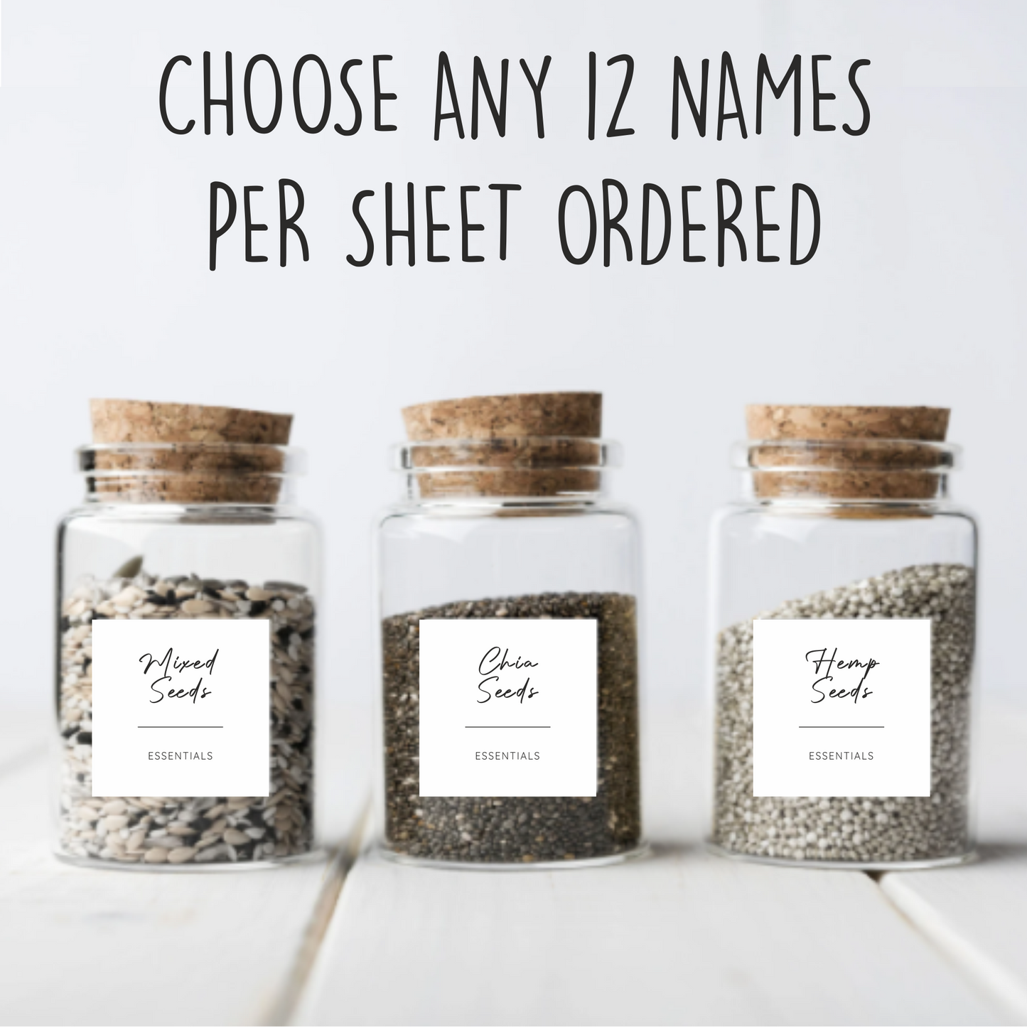 12 x Personalised Kitchen Storage Labels - Italic Font